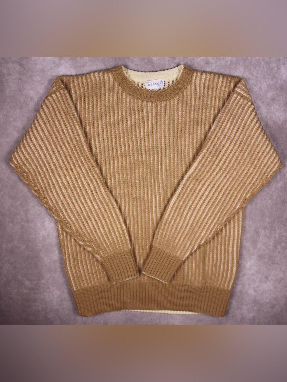 Vintage Deans of Scotland Wool Ribbed Crewneck Sweater Mens Large